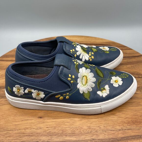 Mark Nason Shoes - Mark Nason Loafers Womens Size 6.5 Blue Leather Floral Embroidered Daisy